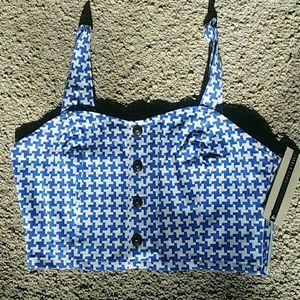 NWT Fifty Street Patterned Zip-Up Crop Top